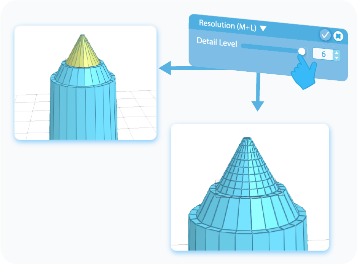 Customize the level of the detail of the selected regions by either moving the slider or using text-boxes